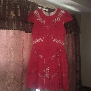 Alice & Olivia red eyelet dress